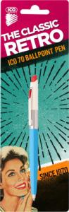 ICO Długopis automatyczny ICO Retro 70'C, blister, wkład niebieski, mix kolorów 4