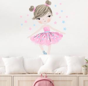 Pastelowe Love Baletnica różowa - Naklejka na ścianę 1