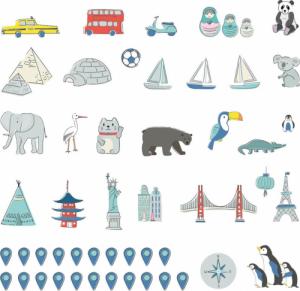 Pastelowe Love Mapa świata miętowa M - Naklejka na ścianę 4