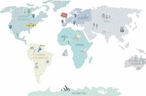 Pastelowe Love Mapa świata miętowa L - Naklejka na ścianę 6