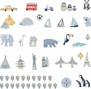 Pastelowe Love Mapa świata niebieska L - Naklejka na ścianę 5