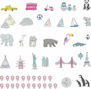 Pastelowe Love Mapa świata różowa M - Naklejka na ścianę 5