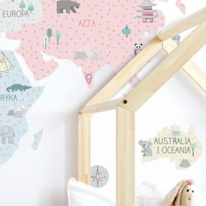 Pastelowe Love Mapa świata różowa L - Naklejka na ścianę 2