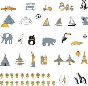 Pastelowe Love Mapa świata szara L - Naklejka na ścianę 5