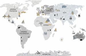 Pastelowe Love Mapa świata szara L - Naklejka na ścianę 6
