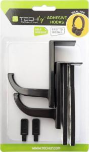 Techly Uchwyt Wieszak na Słuchawki 2 Sztuki z Taśmą 3M 9