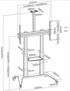 Techly Techly Stojak do Tablicy Interaktywnej 70-120" 140kg Biały 9