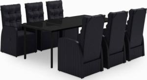 vidaXL vidaXL 7-częściowy zestaw mebli ogrodowych z poduszkami, czarny 2