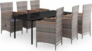 vidaXL 7-częściowy zestaw mebli ogrodowych z poduszkami, szary 2