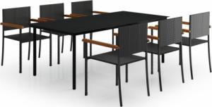 vidaXL 7-częściowy zestaw mebli ogrodowych, czarny 2