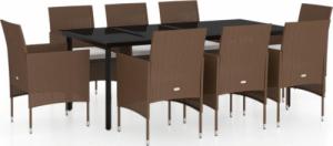 vidaXL 9-cz. zestaw mebli ogrodowych z poduszkami, brązowo-czarny 2