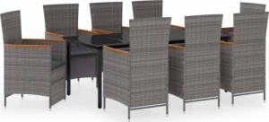 vidaXL 9-częściowy zestaw mebli ogrodowych z poduszkami, szary 2