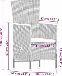vidaXL 9-częściowy zestaw mebli ogrodowych z poduszkami, szary 8