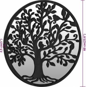 vidaXL Lustro do wnętrz, czarne, 60x2,5 cm, okrągłe, żelazne 5