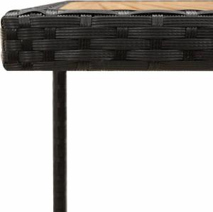 vidaXL vidaXL Stół ogrodowy, czarny, 109x107x74 cm, rattan PE i akacja 4