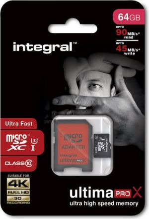 Karta Integral UltimaPro X MicroSDXC 64 GB Class 10 UHS-I/U3  (T_0013739) 1