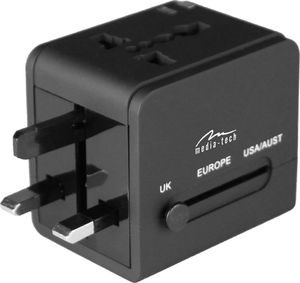 Media-Tech Adapter podróżny z wbudowaną ładowarką USB+5V (MT6208A) 3