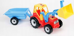 CHOIŃSKI Traktor z łyżką i przyczepą z klockami mix 4