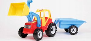 CHOIŃSKI Traktor z łyżką i przyczepą z klockami mix 6