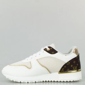 Estetino Sneakersy na koturnie z siateczką pozłacane białe-37 3