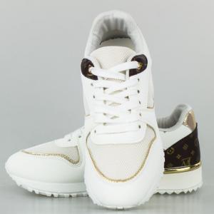 Estetino Sneakersy na koturnie z siateczką pozłacane białe-39 5