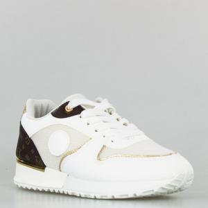 Estetino Sneakersy na koturnie z siateczką pozłacane białe-40 2