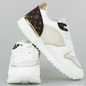 Estetino Sneakersy na koturnie z siateczką pozłacane białe-40 6