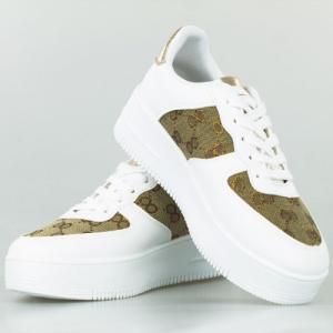 Estetino Sneakersy na białej platformie ze wzorkiem białe-36 5