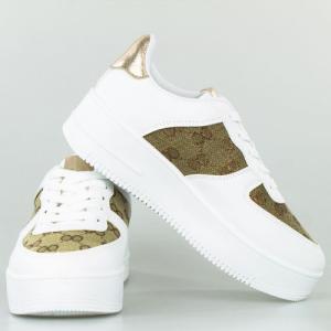 Estetino Sneakersy na białej platformie ze wzorkiem białe-38 5