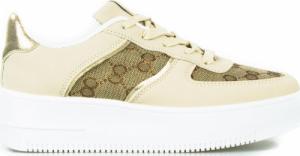 Estetino Sneakersy na białej platformie ze wzorkiem beżowe-36 1