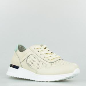 Estetino Sneakersy na koturnie skórzane ażurowe beżowe Vinceza-36 2