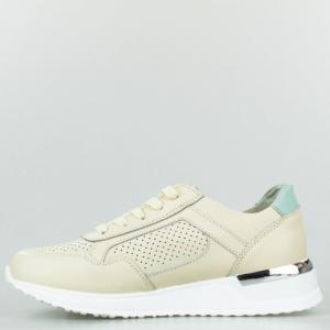 Estetino Sneakersy na koturnie skórzane ażurowe beżowe Vinceza-36 3