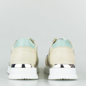 Estetino Sneakersy na koturnie skórzane ażurowe beżowe Vinceza-36 7