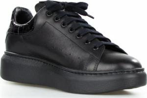 Estetino Sneakersy skórzane z wężową wstawką czarne Sempre-39 2