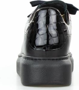 Estetino Sneakersy skórzane z wężową wstawką czarne Sempre-39 5