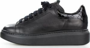 Estetino Sneakersy skórzane z wężową wstawką czarne Sempre-38 3