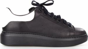 Estetino Sneakersy skórzane z białą wstawką czarne Sempre-39 1