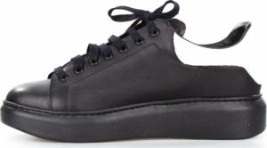 Estetino Sneakersy skórzane z białą wstawką czarne Sempre-40 3