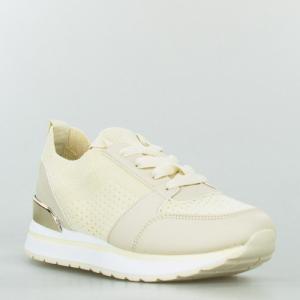 Estetino Sneakersy tekstylne sportowe z lustrzaną wstawką beżowe-38 2