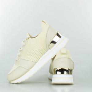 Estetino Sneakersy tekstylne sportowe z lustrzaną wstawką beżowe-41 5