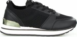 Estetino Sneakersy tekstylne sportowe z lustrzaną wstawką czarne-36 1