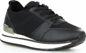 Estetino Sneakersy tekstylne sportowe z lustrzaną wstawką czarne-38 2