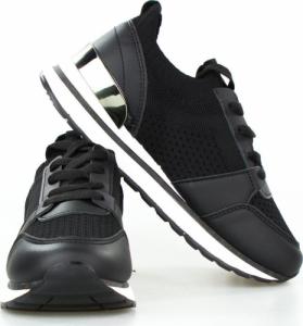 Estetino Sneakersy tekstylne sportowe z lustrzaną wstawką czarne-38 5