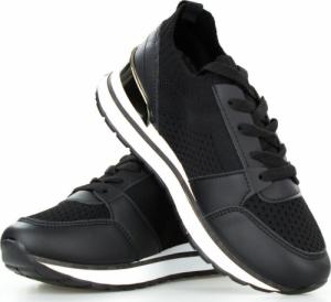 Estetino Sneakersy tekstylne sportowe z lustrzaną wstawką czarne-39 6