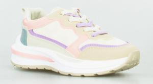 Estetino Sneakersy na koturnie kolorowe beżowe-39 2