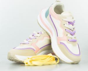 Estetino Sneakersy na koturnie kolorowe beżowe-40 5