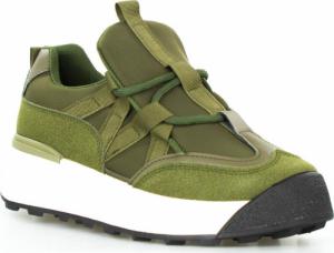 Estetino Sneakersy na platformie z zamszowymi wstawkami zielone khaki-36 2
