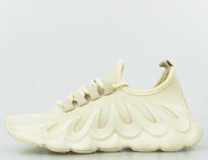 Estetino Sneakersy na koturnie wiązane tekstylne beżowe-36 3