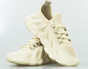 Estetino Sneakersy na koturnie wiązane tekstylne beżowe-39 5