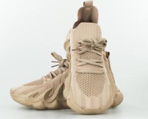 Estetino Sneakersy na koturnie tekstylne wiązane khaki-37 6